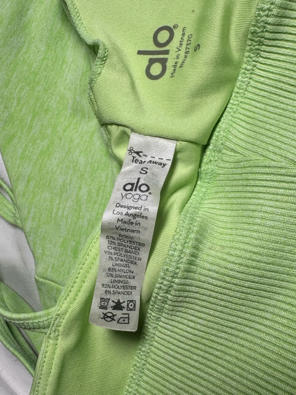 Alo Yoga Alosoft Lavish Bra Neon Lime Heather Green Strappy S
